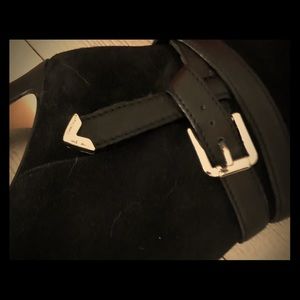 Tall stiletto black suede boots
